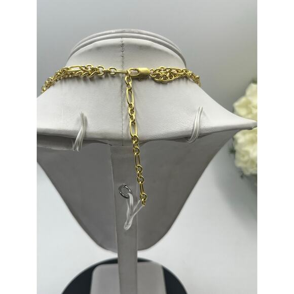 & Other Stories Embellished Double Strand Curb Figaro Chain Flower Necklace - Picture 3 of 7